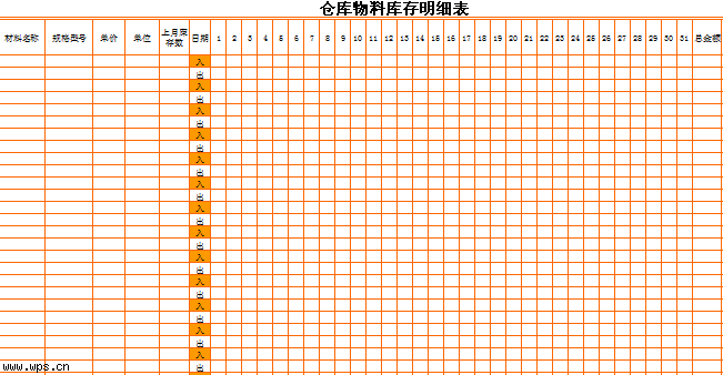 仓库库存明细表