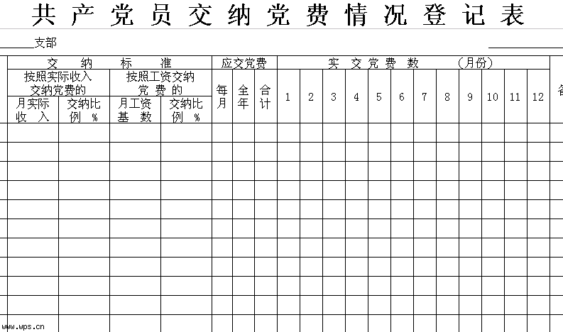共产党员交纳党费情况表