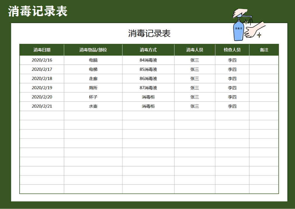 消毒记录表