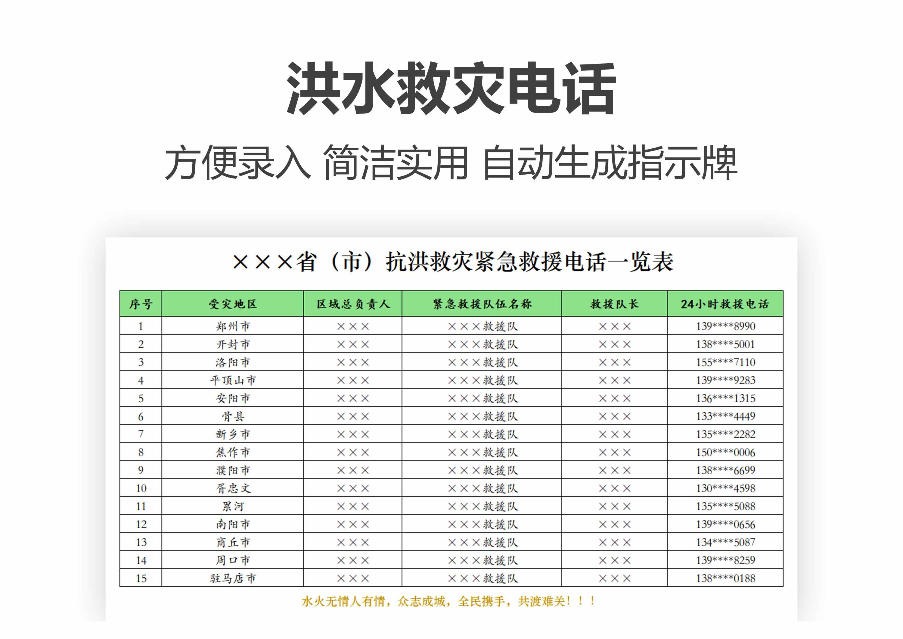 防洪防汛救援电话