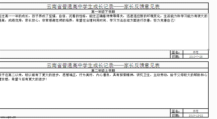 综合素质填写示例