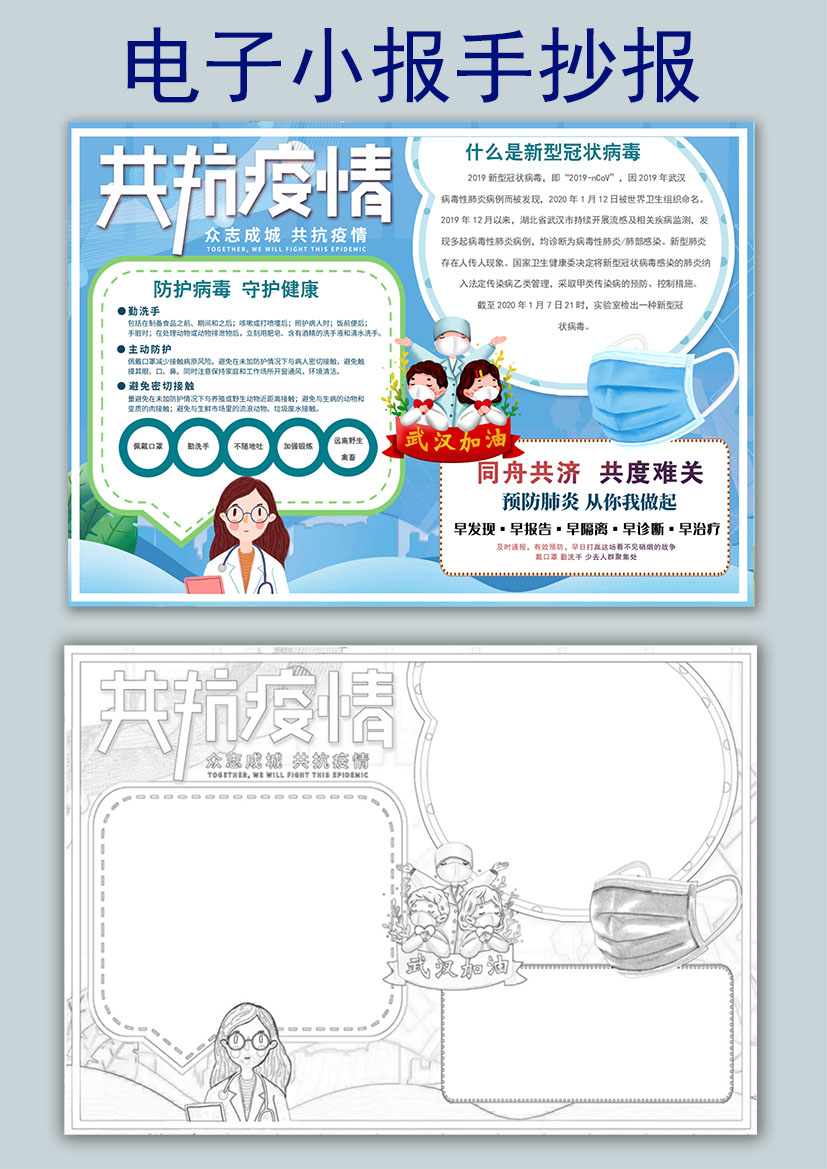 共抗疫情防御新肺炎手抄报